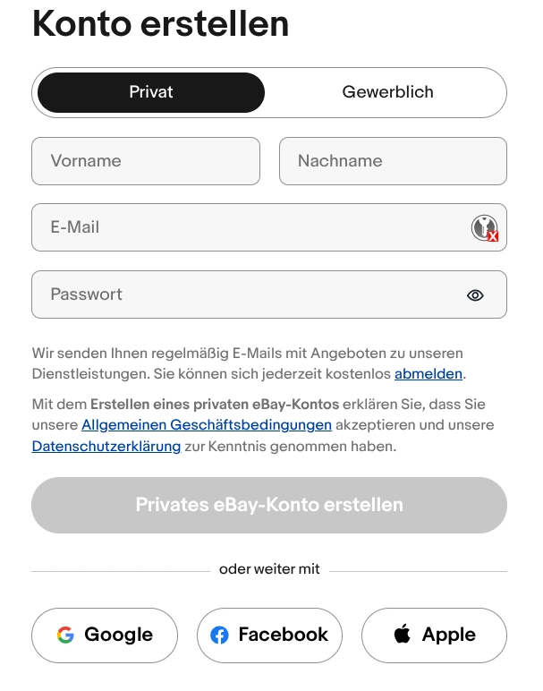 Geld verdienen mit ebay - Anmeldemaske - just-geld.de